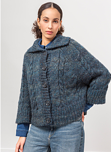 Cabled raglan jacket