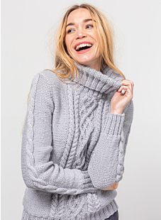Roll neck cable sweater