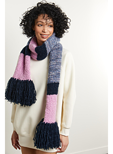 Tricolour scarf with fringes