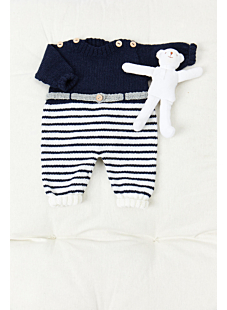 Striped onesie with shoulder buttons