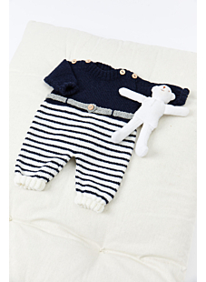 Striped onesie with shoulder buttons