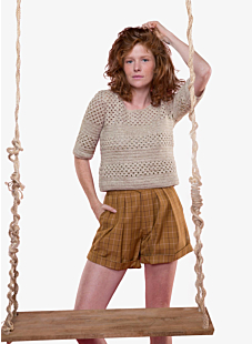 Openwork top with short sleeves