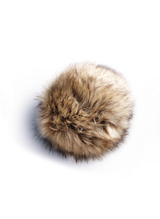 Beige flecked pompom with press stud, Ø 15 cm