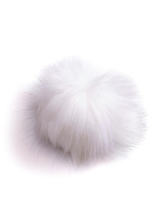 White pompom with press stud, Ø 15 cm