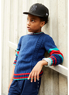 Three colour round neck sweater