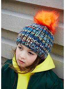 hat with fluorescent pompom