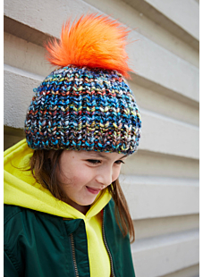 hat with fluorescent pompom