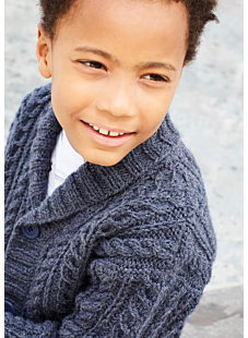Cable cardigan with shawl collar