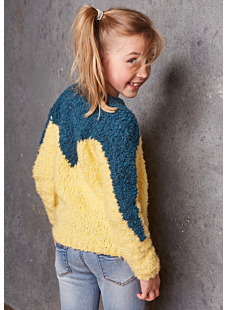 Two color sweater with round collar