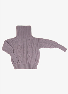 Cowl neck sweater with wide cables