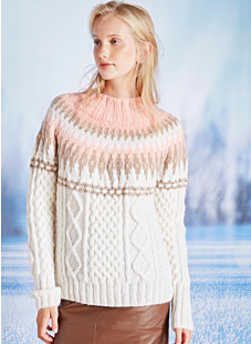 Cable sweater with Jacquard yoke