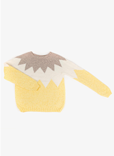 Fine knit herringbone Jacquard sweater with yoke