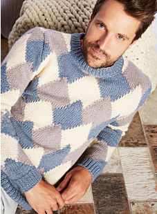 Round-necked retro style Jacquard sweater