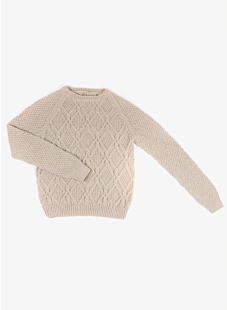 Raglan roll-neck cable sweater