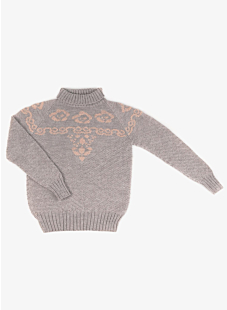 Sweater with floral-pattern bib front