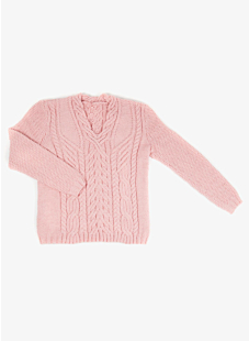 Cable sweater with decorative V neck
