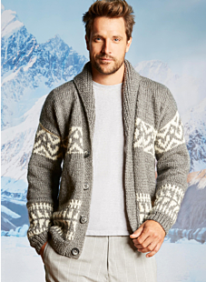 Tribal pattern shawl collar Jacquard jacket