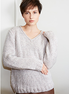 Fluffy V-necked sweater