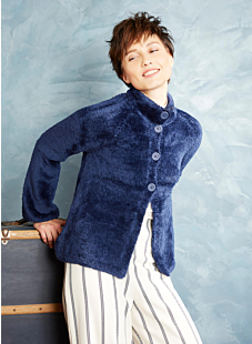 High-necked, soft plush jacket
