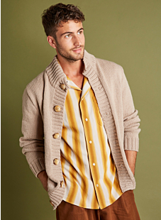High neck stocking stitch cardigan