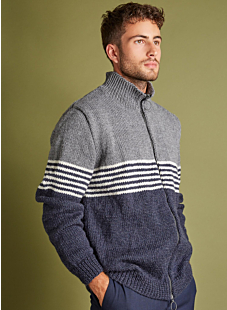 High-neck zip-up cardigan