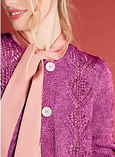 Fine-knit cardigan with openwork panels