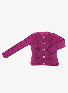 Fine-knit cardigan with openwork panels