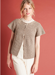 Garter-stitch cap-sleeve cardigan