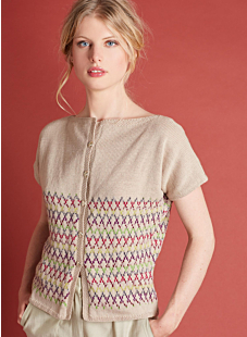 Jacquard short sleeved cardigan