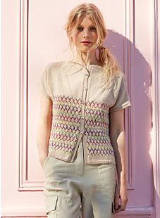 Jacquard short sleeved cardigan