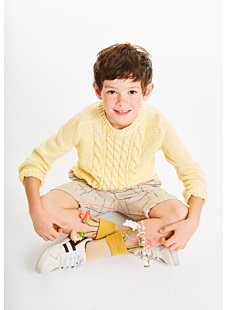 Cable-knit sweater with saddle sleeves