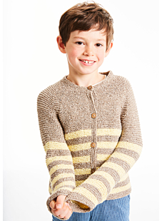 Circular yoke striped cardigan