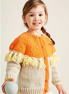 Cardigan with yoke & fringes