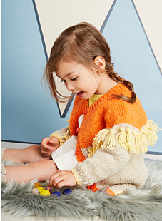 Cardigan with yoke & fringes