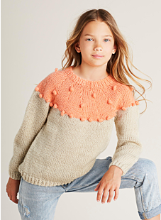 Sweater with yoke & bobbles