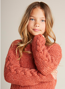 Sweater with rib pattern & cables