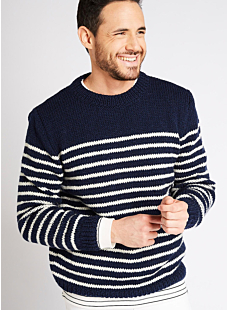 Navy sweater with round collar