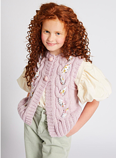 Cabled sleeveless cardigan