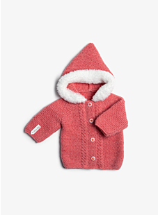 Cabled hoodie coat