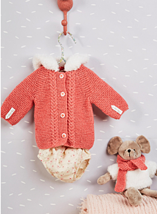 Cabled hoodie coat