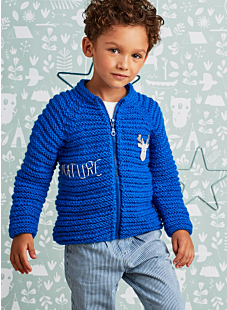 Yoke cardigan with zipper