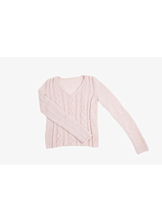 Mohair cable sweater with V neck