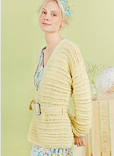 Belted cardigan with V neck