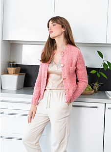 Cardigan with pockets and round collar