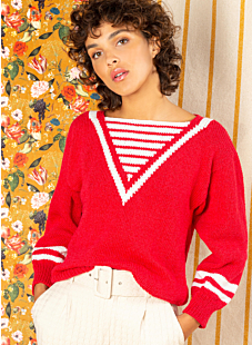 Sailor sweater with false V neck