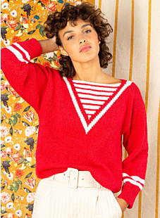 Sailor sweater with false V neck