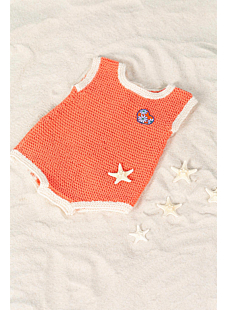 Cotton Romper Suit in Garter Stitch