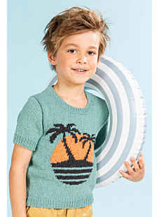 Short sleeve intarsia sweater