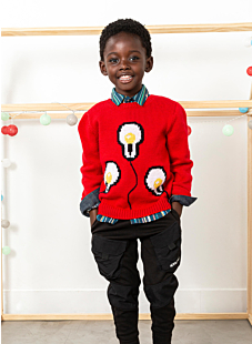 Round neck motif sweater