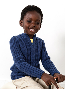 Cable sweater with zip neck